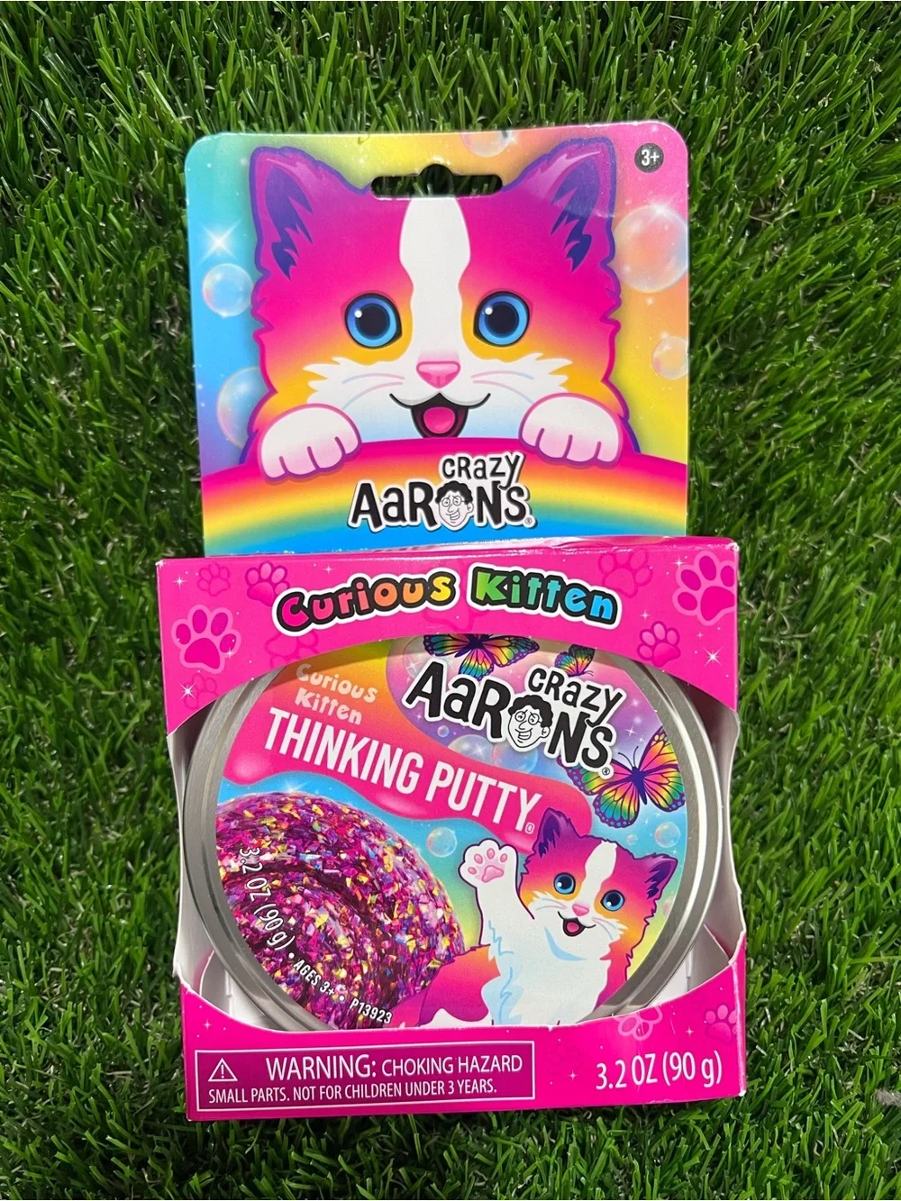 Crazy Aaron's Curious Kitten Thinking Putty - Bright Pink Multicolor
